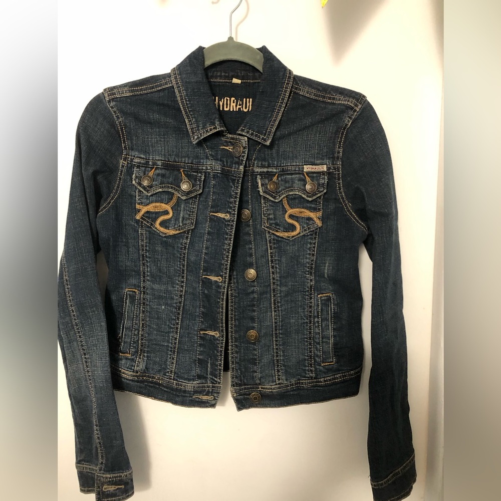 Hydraulic Women's Blue Denim Jacket distressed spring summer fitted classic